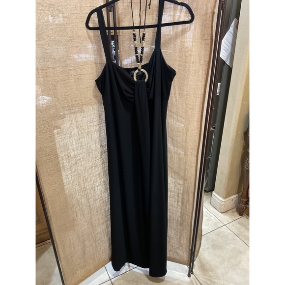 Collection Dressbarn Dresses & Skirts - Collection Dressbarn Black Draped Ring Neck Maxi Dress Woman Size 22